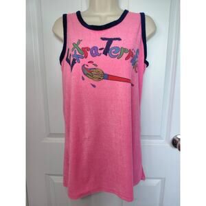 Vintage Pink 70s/80s Ronnie Jama "Extra-Terrific" Paintbrush Terry Cloth Dress.